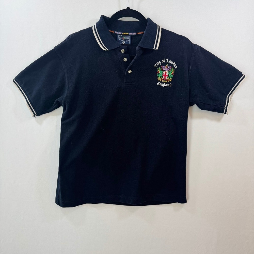 Capital London Mens Polo Shirt Navy Blue City of London England Crest Size M
